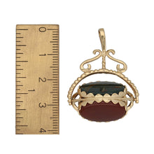 Load image into Gallery viewer, 9ct Gold Carnelian, Onyx &amp; Bloodstone Ladies Fob Pendant
