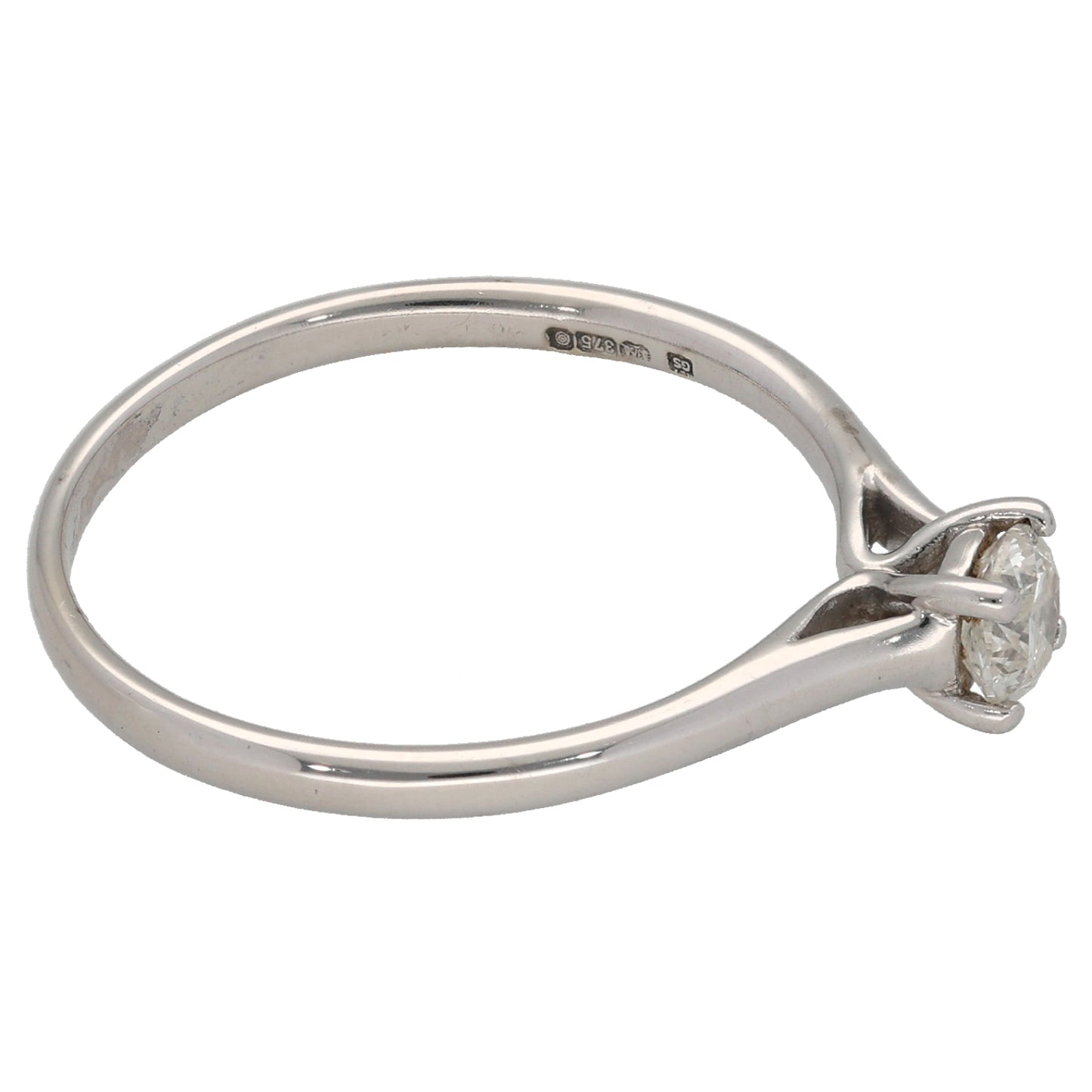 9ct White Gold 0.33ct Diamond Solitaire Ring Size P