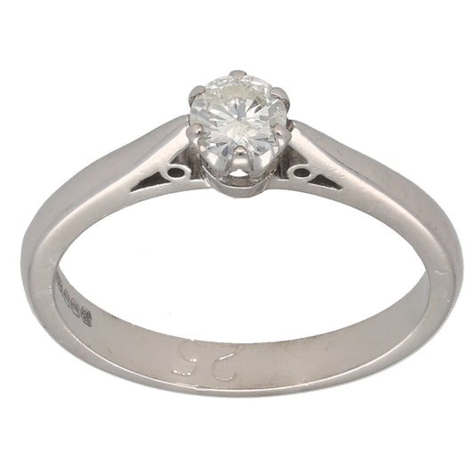 18ct White Gold 0.25ct Diamond Solitaire Ring Size L