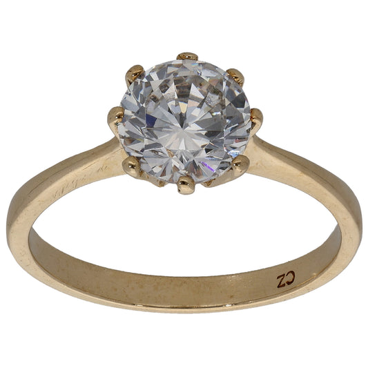 9ct Gold Cubic Zirconia Single Stone Ring Size M