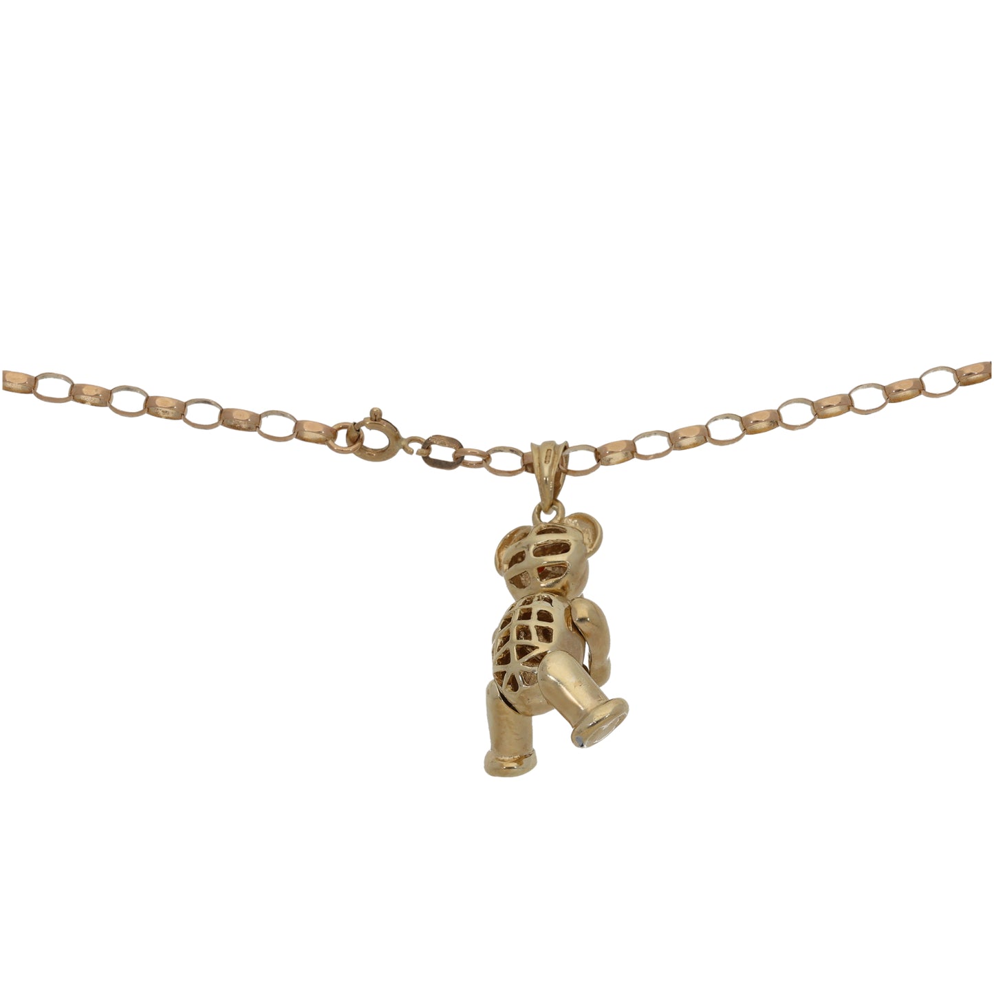 9ct Gold Garnet Teddy Bear Pendant With Chain