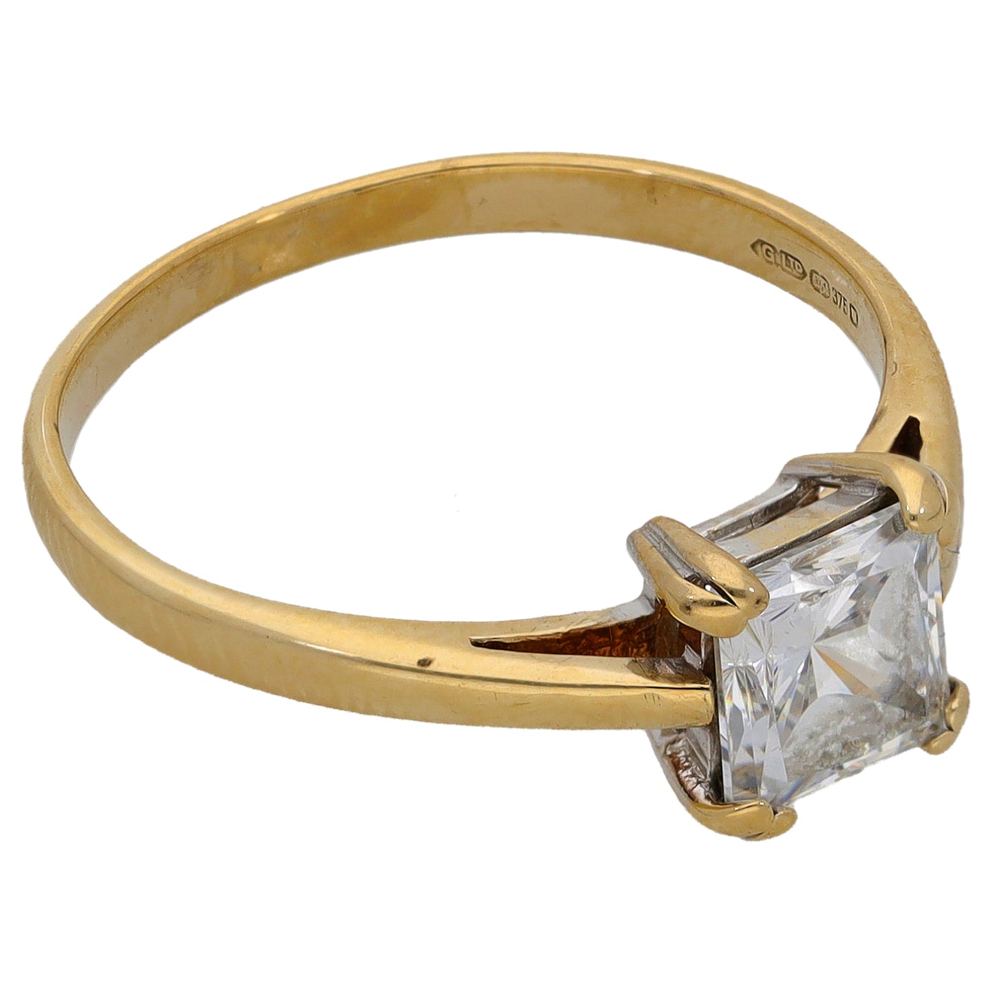 9ct Gold Cubic Zirconia Single Stone Ring Size O
