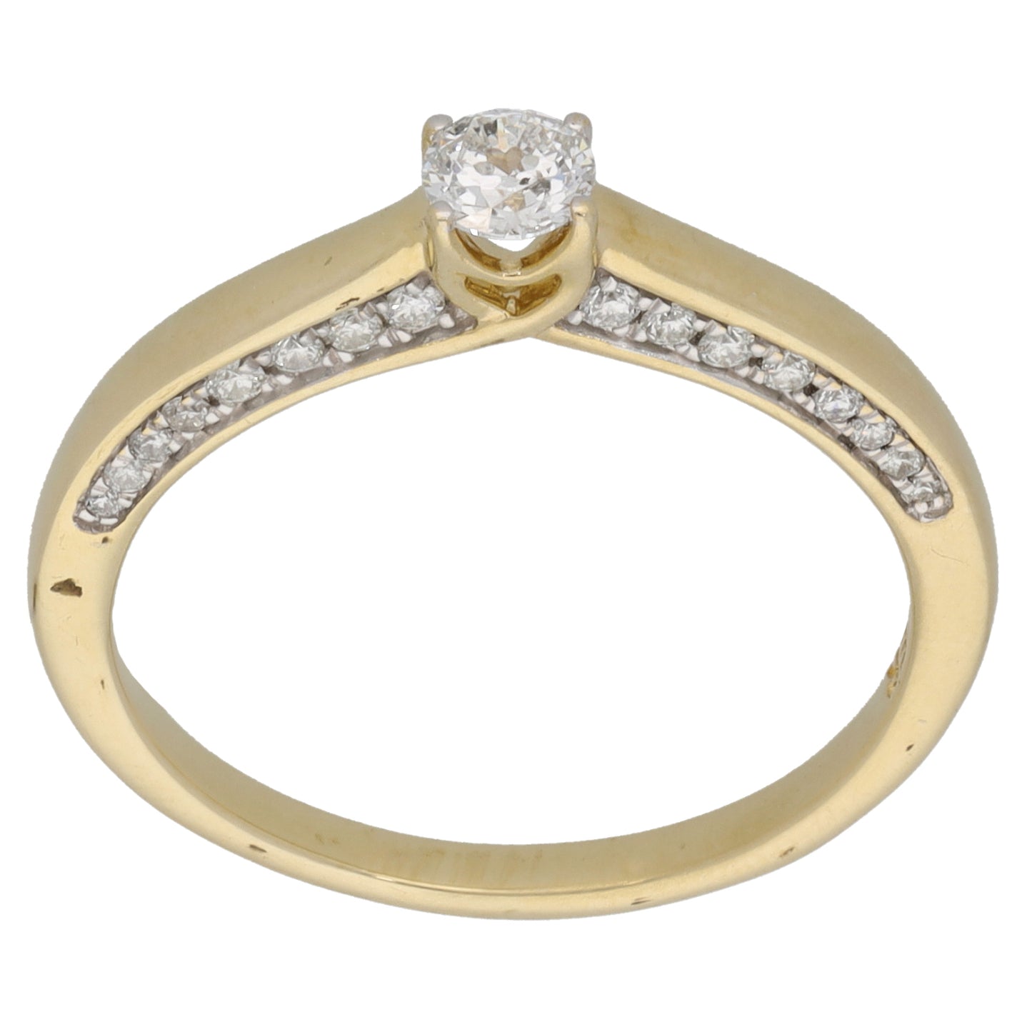 9ct Gold 0.50ct Diamond Solitaire Ring With Accent Stones Size S