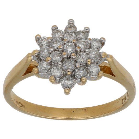 9ct Gold 0.50ct Diamond Cluster Ring Size P