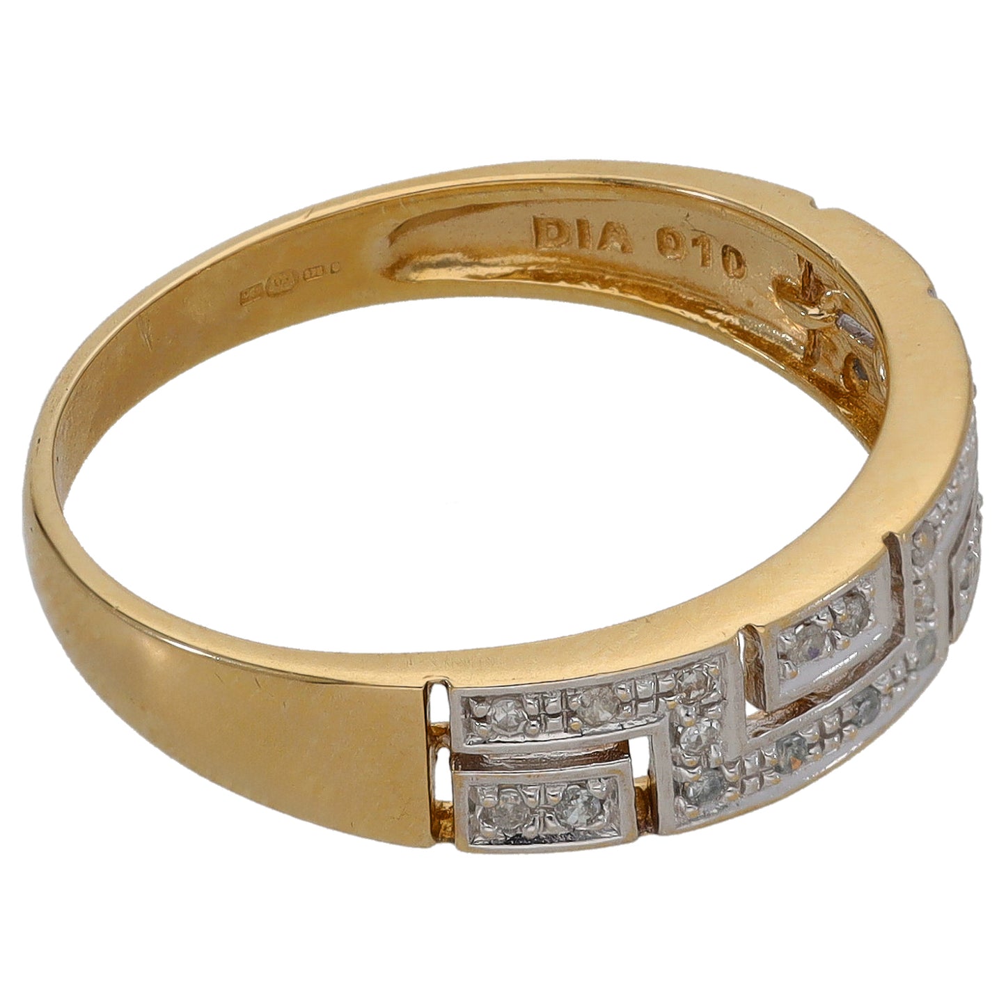 9ct Bicolour Gold 0.10ct Diamond Dress/Cocktail Ring Size R
