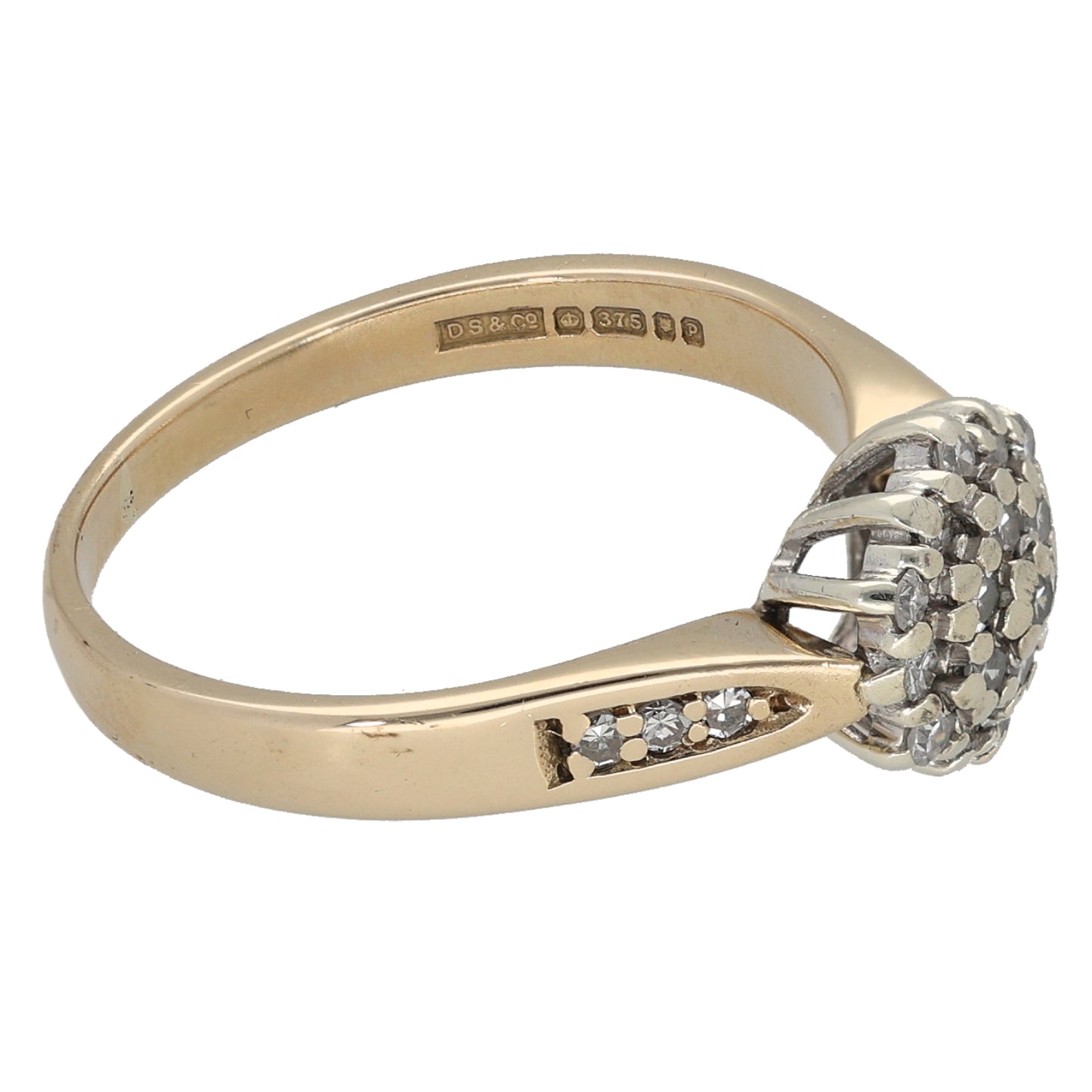 9ct Gold 0.25ct Diamond Cluster Ring Size M