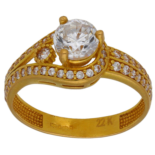 22ct Gold Cubic Zirconia Dress/Cocktail Ring Size O
