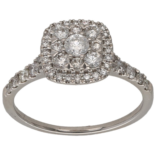 Platinum 1.04ct Diamond Cluster Ring Size S