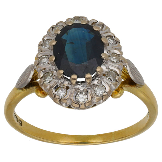 18ct Gold 0.24ct Diamond & Sapphire Dress/Cocktail Ring Size Q