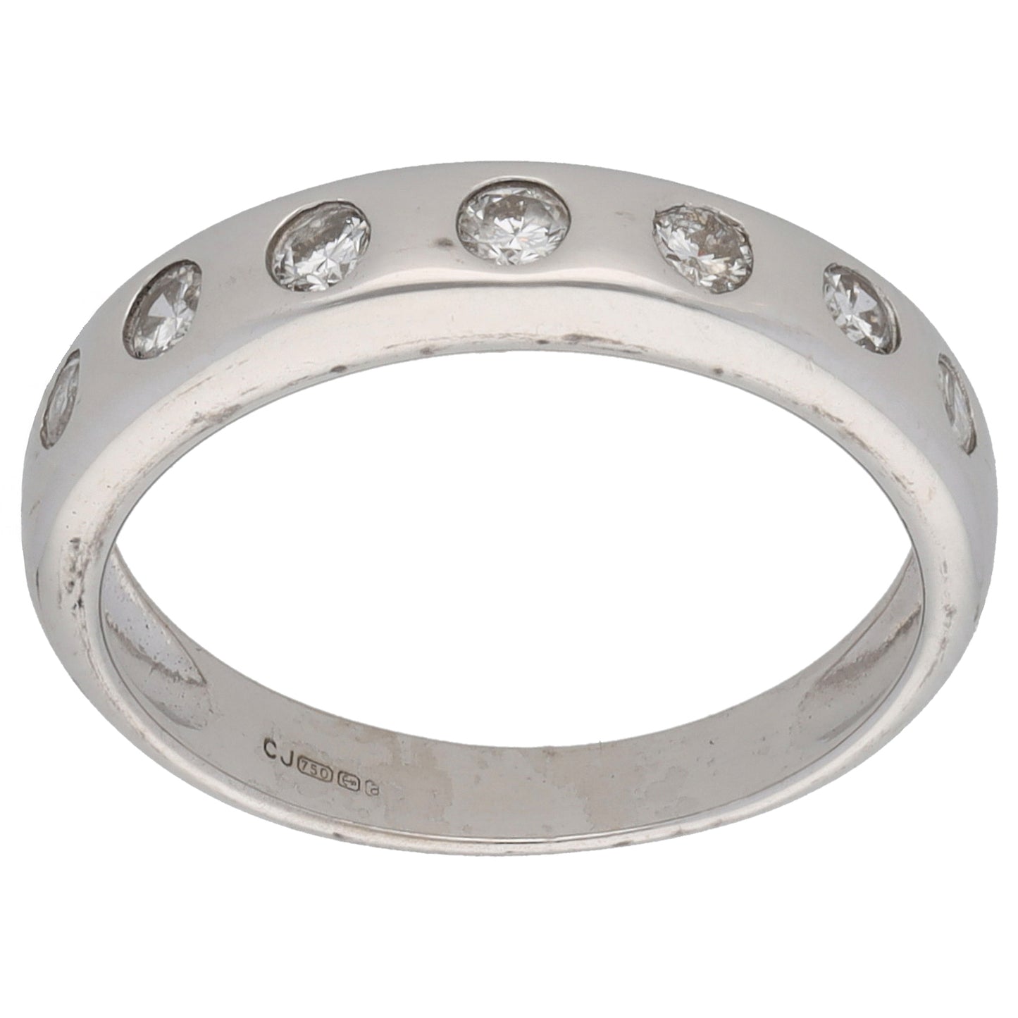 18ct White Gold 0.49ct Diamond Half Eternity Ring Size L