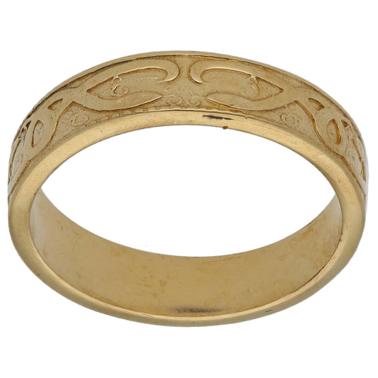 9ct Gold Patterned Wedding Ring Size K