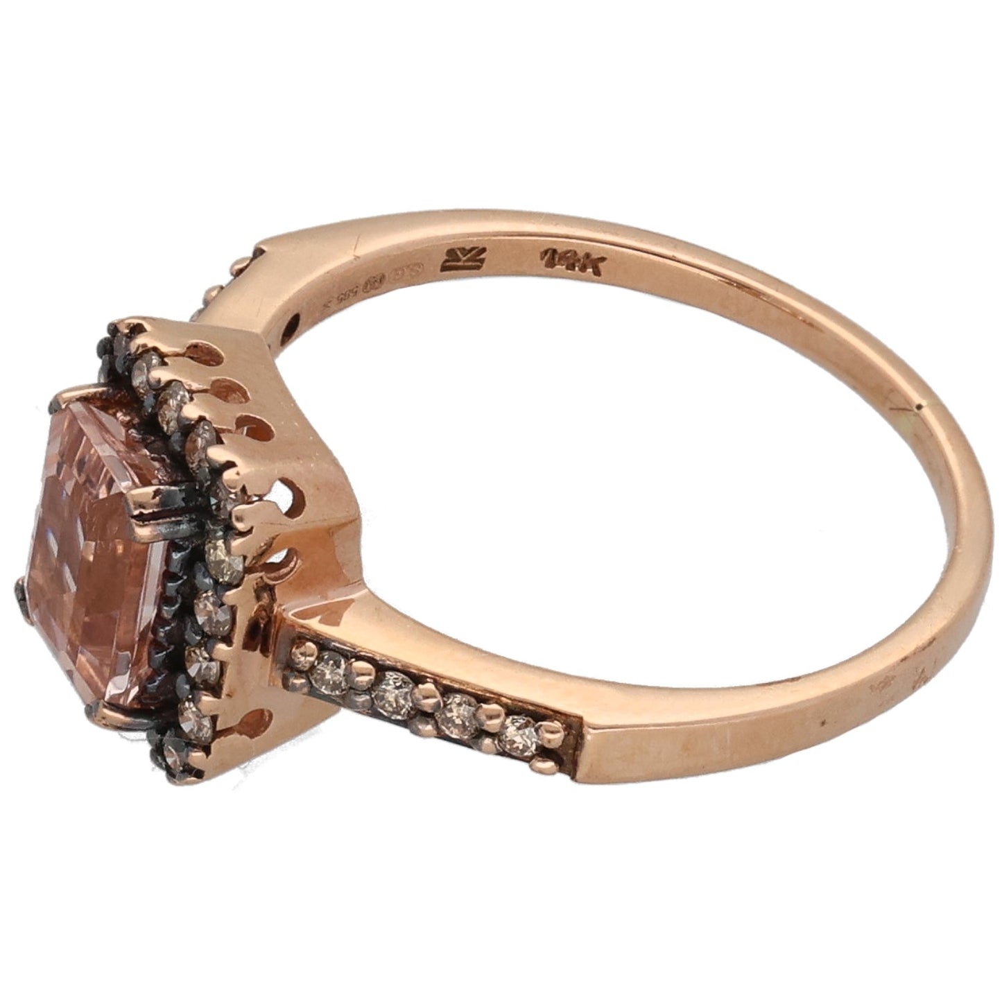 14ct Gold Morganite & 0.13ct Diamond Dress/Cocktail Ring Size P