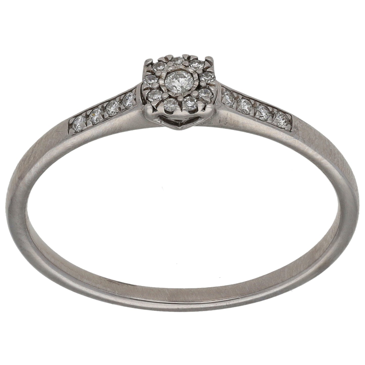 9ct White Gold 0.10ct Diamond Cluster Ring Size R