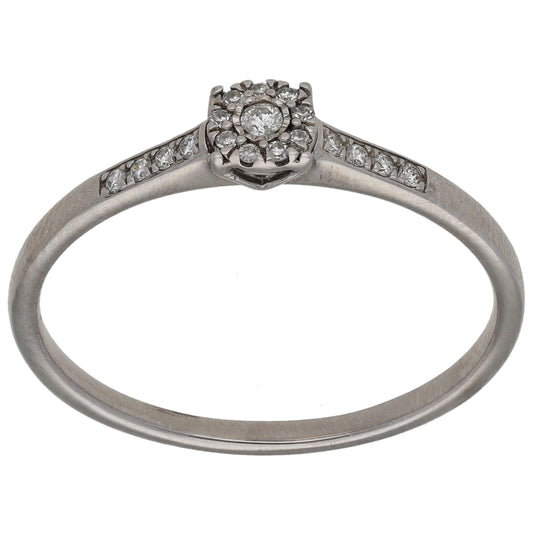 9ct White Gold 0.10ct Diamond Cluster Ring Size R