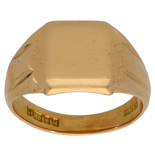 18ct Gold Plain Signet Ring Size T