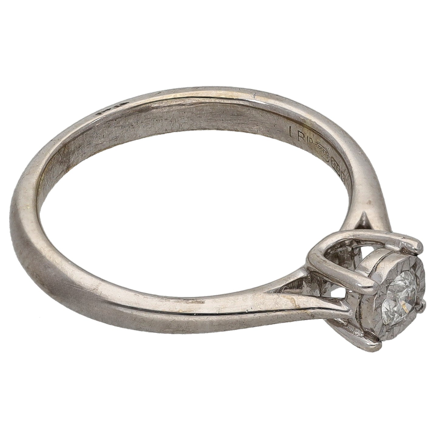 9ct White Gold 0.10ct Diamond Solitaire Ring Size J