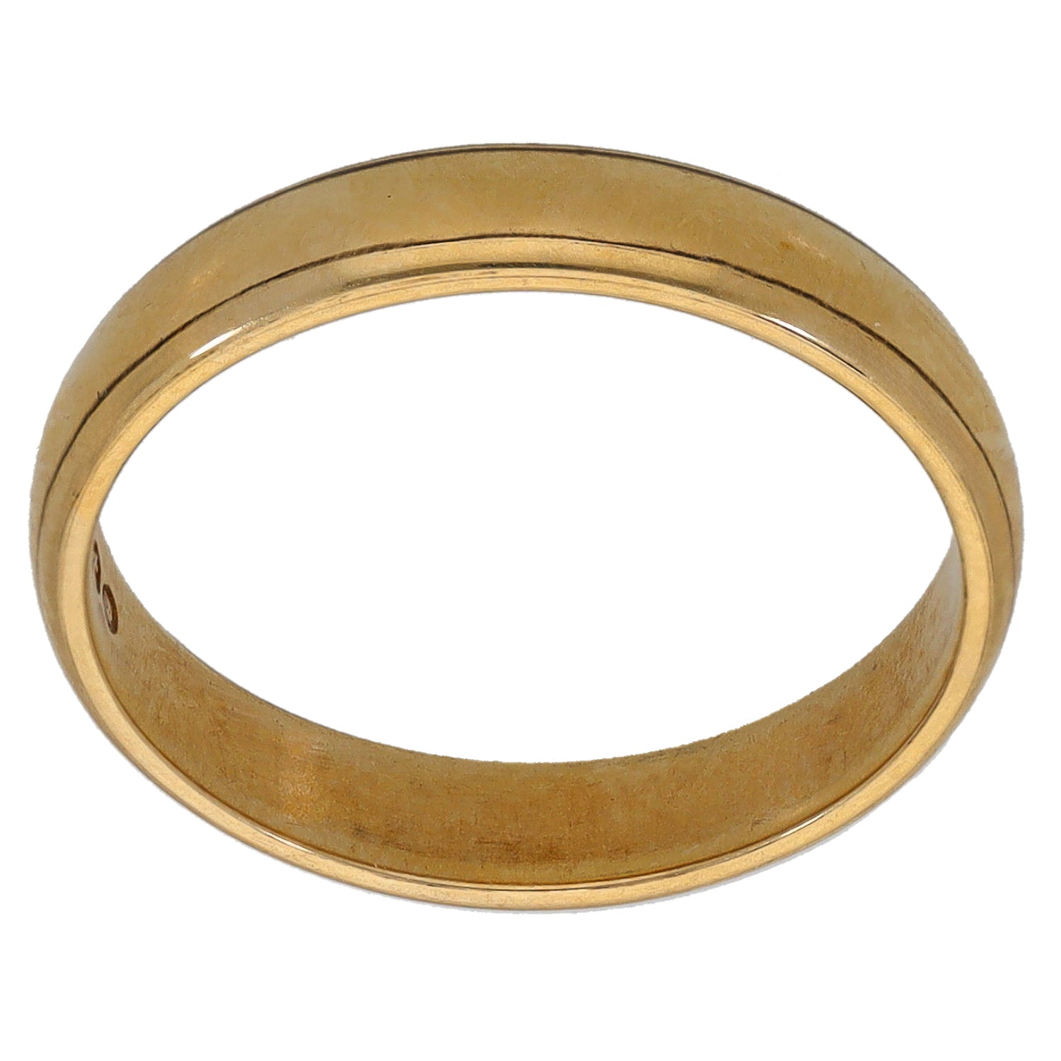 9ct gold plain wedding ring, Size M, smooth flat profile band
