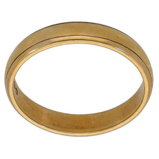 9ct gold plain wedding ring, Size M, smooth flat profile band