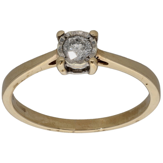 9ct Gold 0.20ct Diamond Solitaire Ring Size O