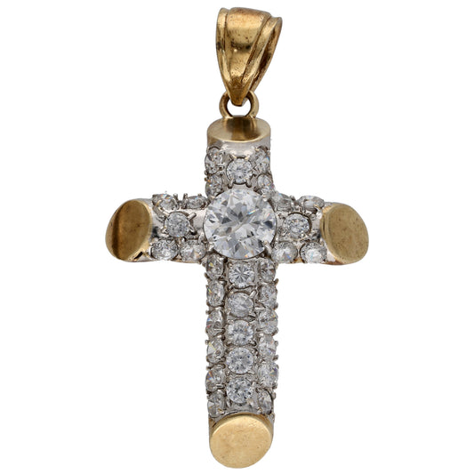 9ct Gold Cubic Zirconia Cross Pendant