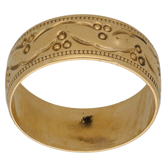 9ct Gold Patterned Wedding Ring Size O