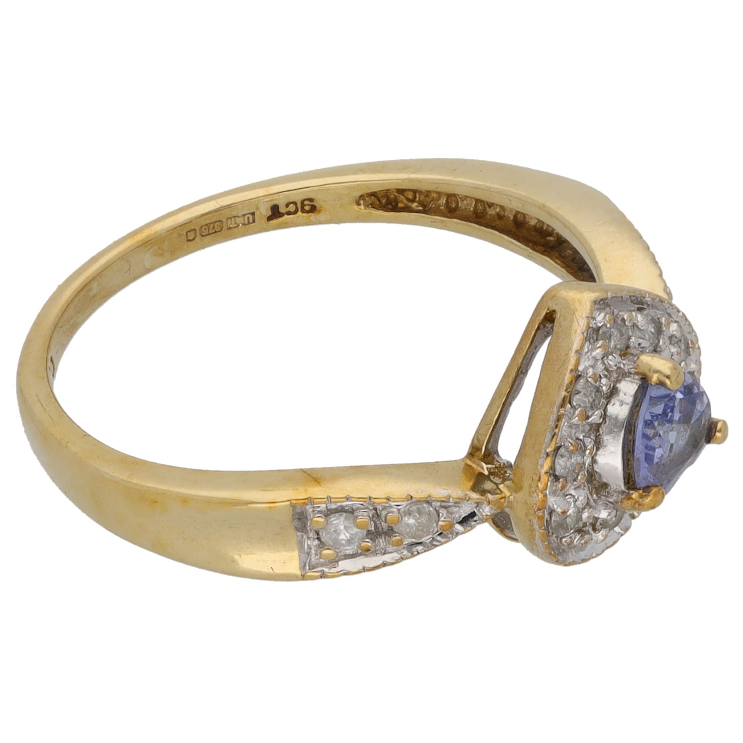 9ct Gold Tanzanite & 0.13ct Diamond Dress/Cocktail Ring Size O