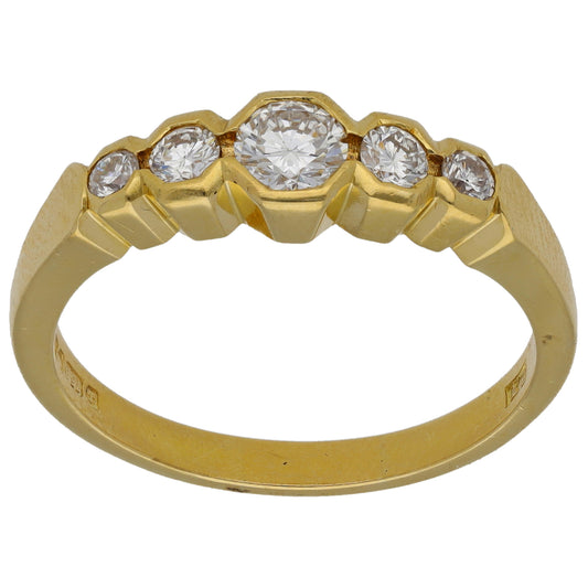 18ct Gold 0.63ct Diamond Half Eternity Ring Size R