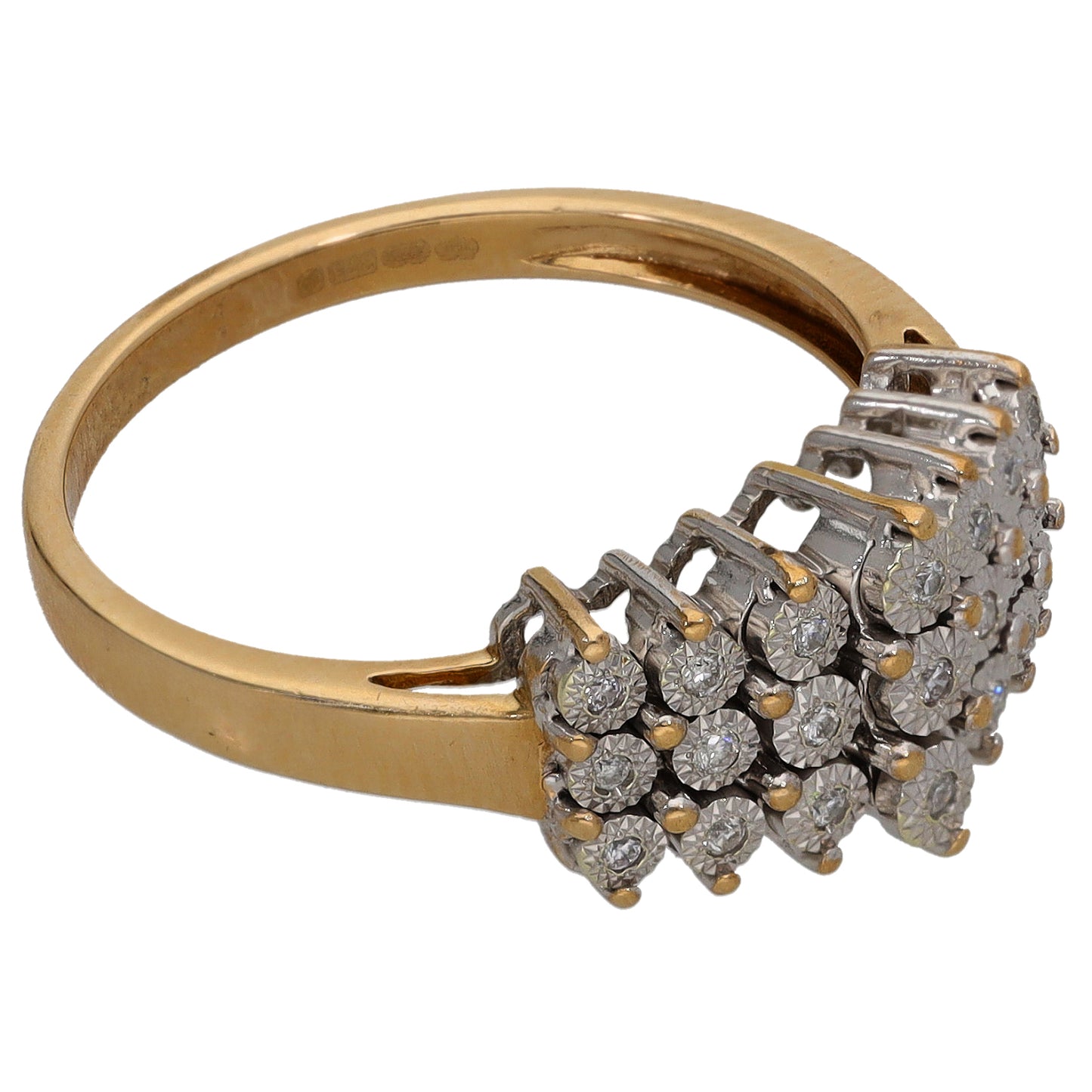 9ct Gold 0.12ct Diamond Dress/Cocktail Ring Size O