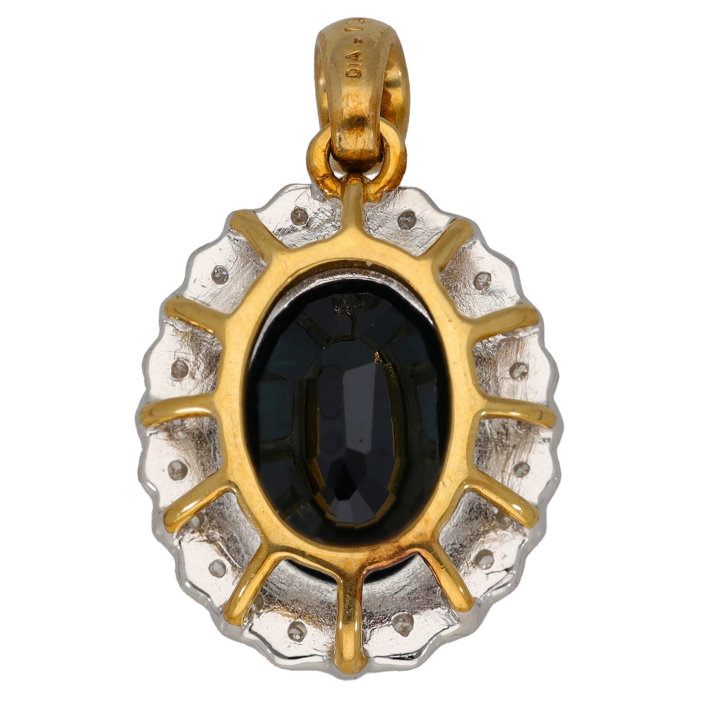 9ct Gold Sapphire & 0.12ct Diamond Dress/Cocktail Pendant