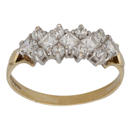 9ct Gold Cubic Zirconia Dress/Cocktail Ring Size P