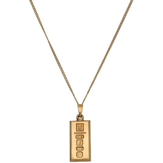9ct Gold Ingot Pendant With Chain