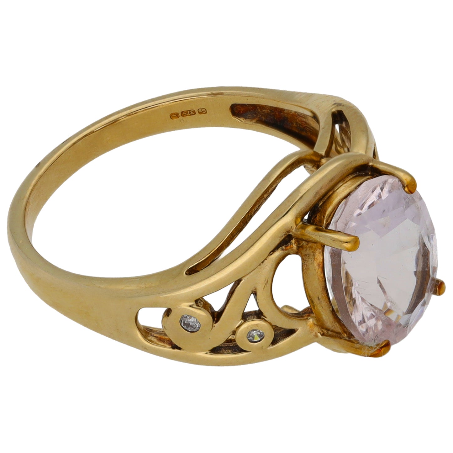 9ct Gold Morganite Single Stone Ring Size N