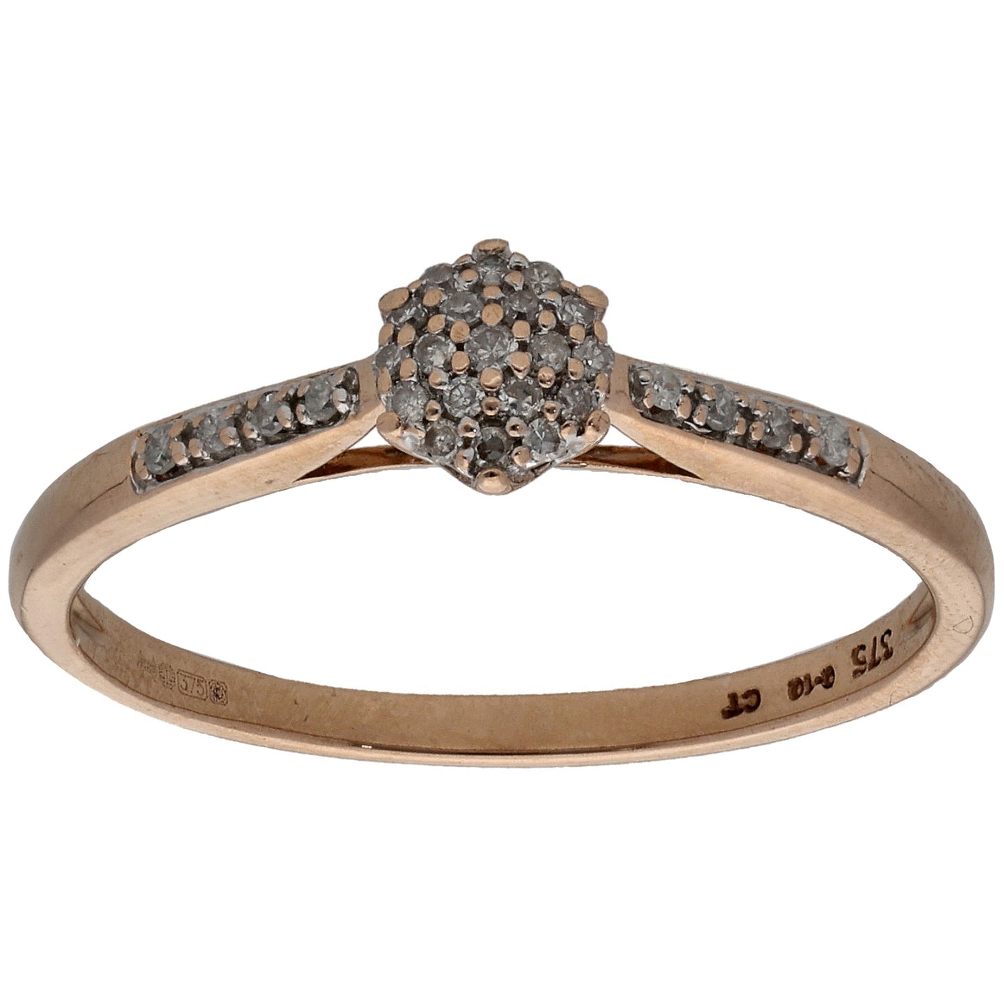 9ct Gold 0.10ct Diamond Cluster Ring Size R