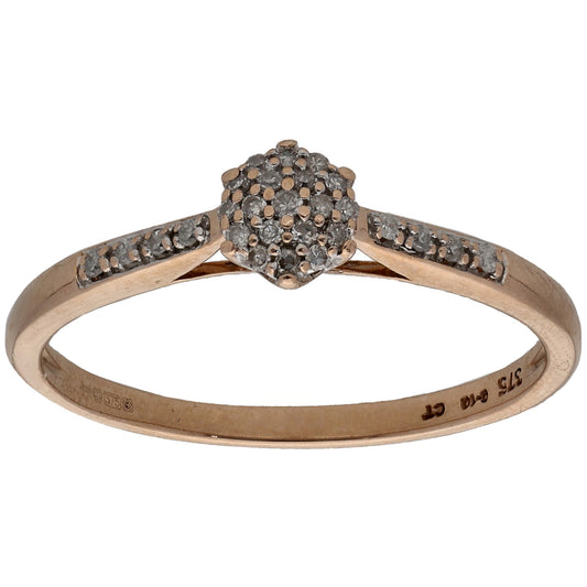 9ct Gold 0.10ct Diamond Cluster Ring Size R