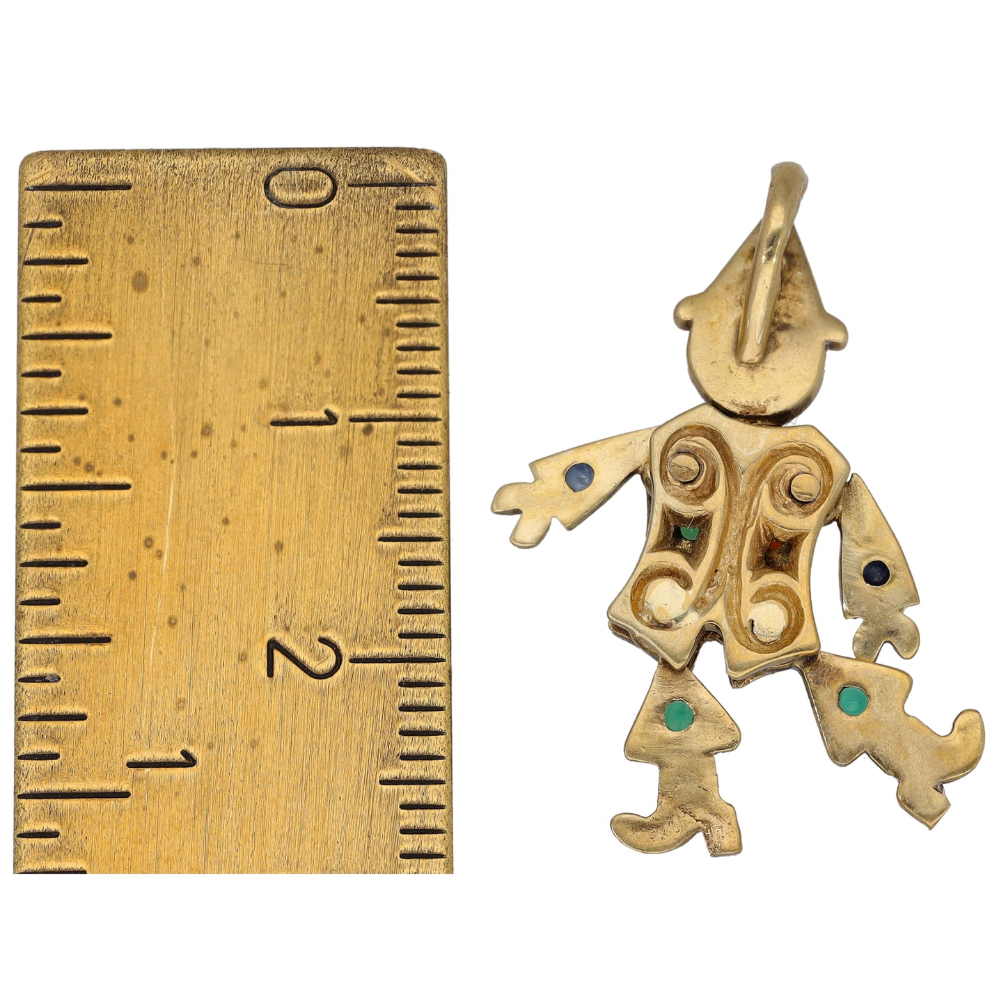 9ct Gold Garnet, Sapphire, Emerald & Cubic Zirconia Clown Pendant