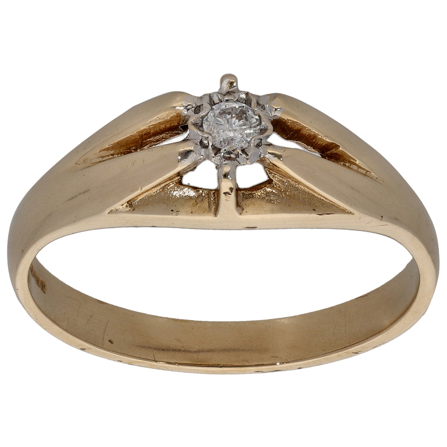 9ct Gold 0.10ct Diamond Solitaire Ring Size X