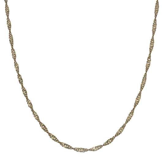 14k gold Singapore chain necklace, open-link rope pattern, 22-inch length