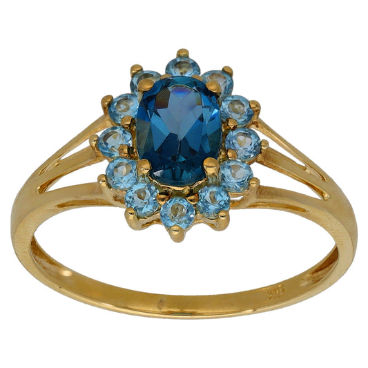 9ct Gold Topaz Cluster Ring Size P