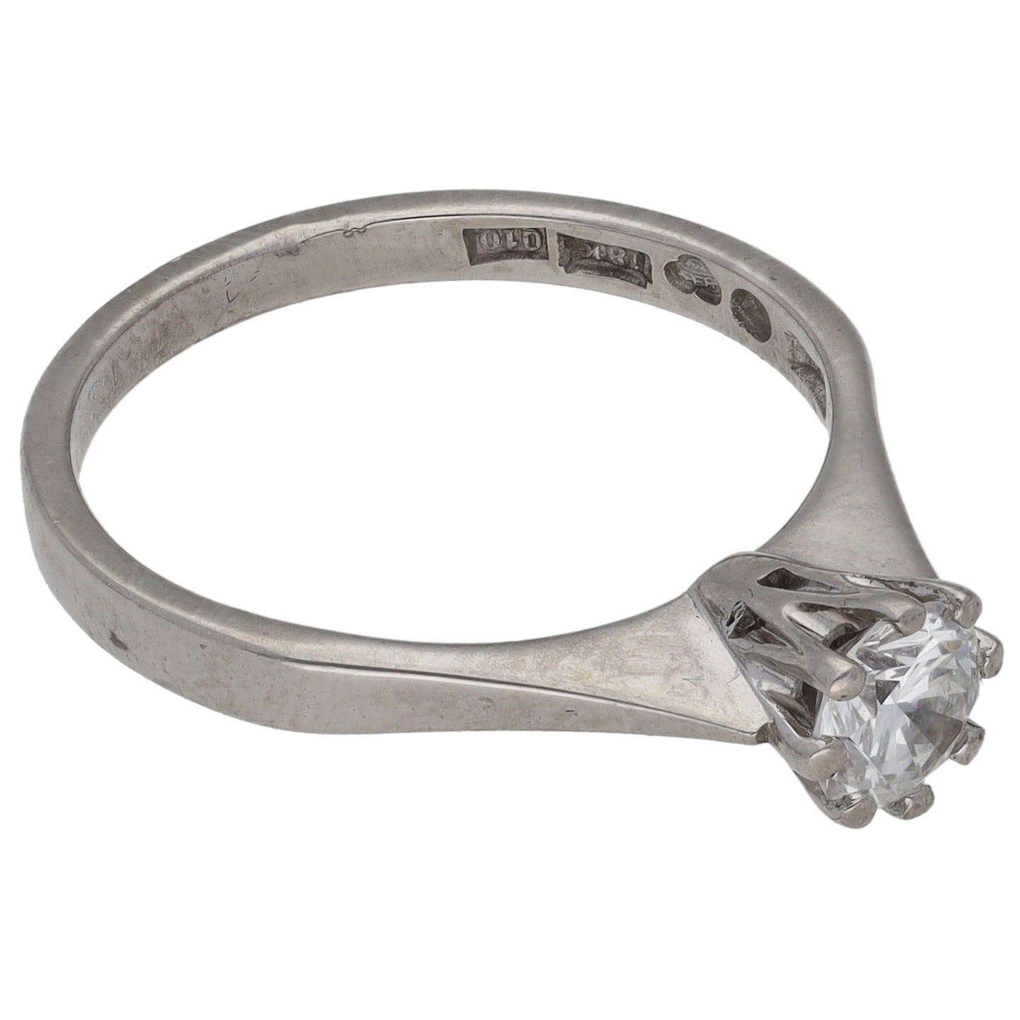 18ct White Gold 0.49ct Diamond Solitaire Ring Size M