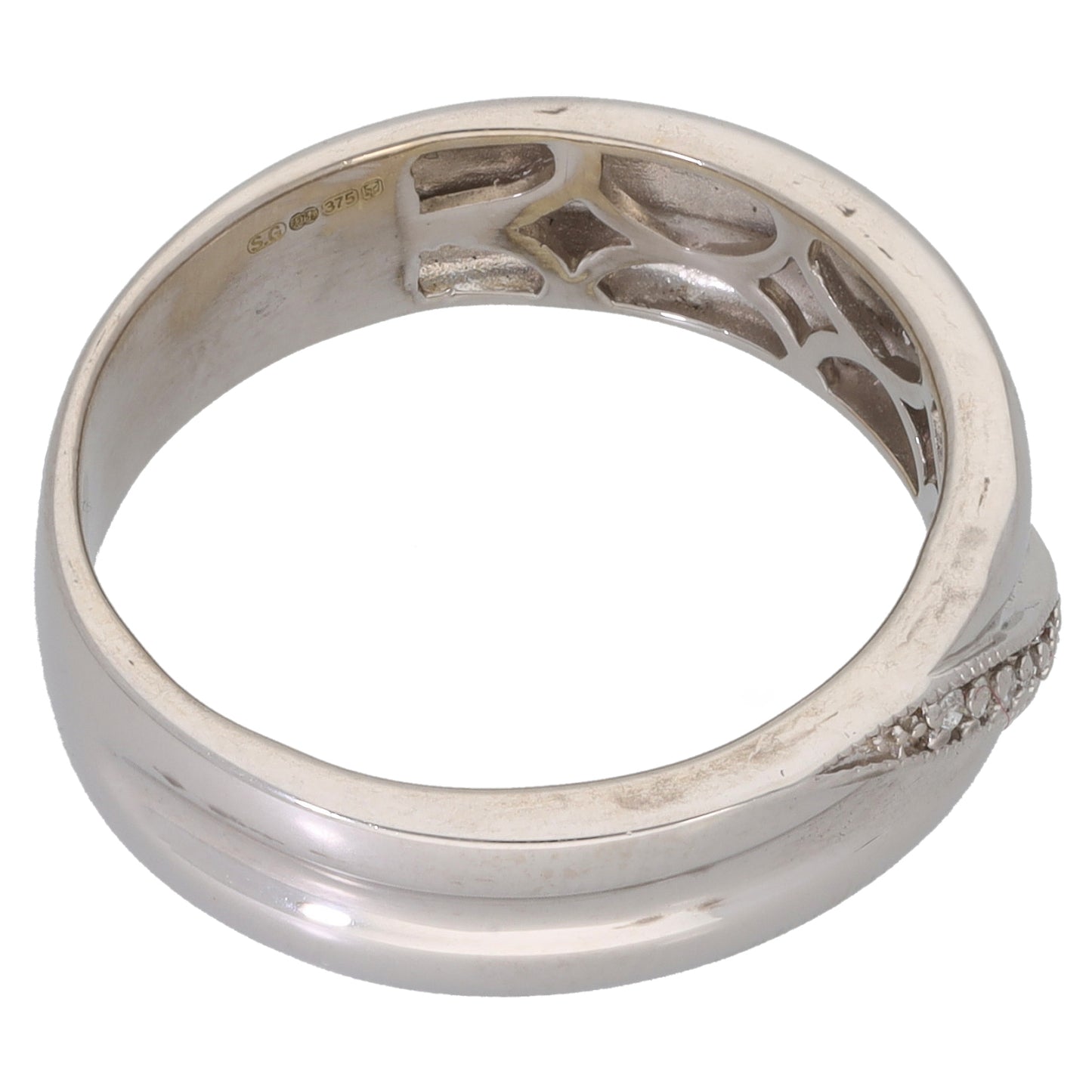 9ct White Gold 0.03ct Diamond Dress/Cocktail Ring Size R