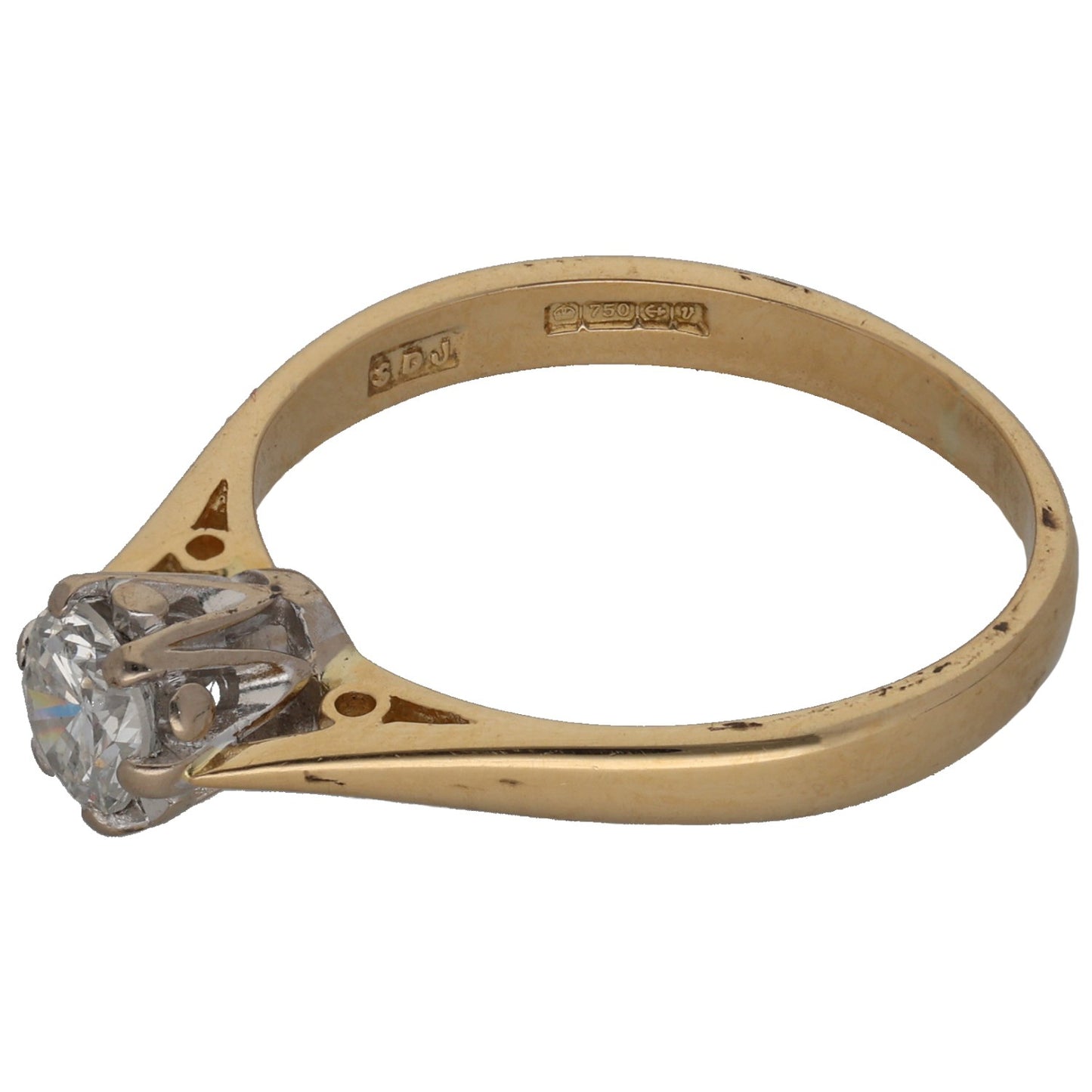 18ct Gold 0.33ct Diamond Solitaire Ring Size L