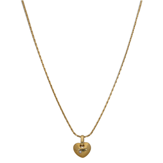18ct Gold 0.02ct Diamond Heart Pendant With Chain