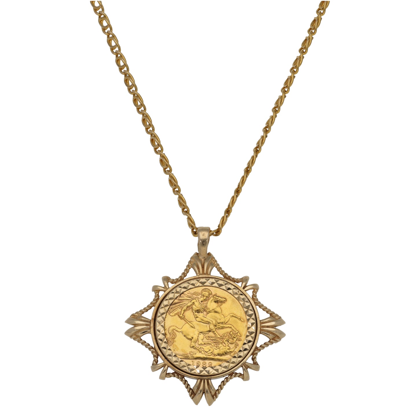 9ct Gold Full Sovereign Coin Pendant With Chain