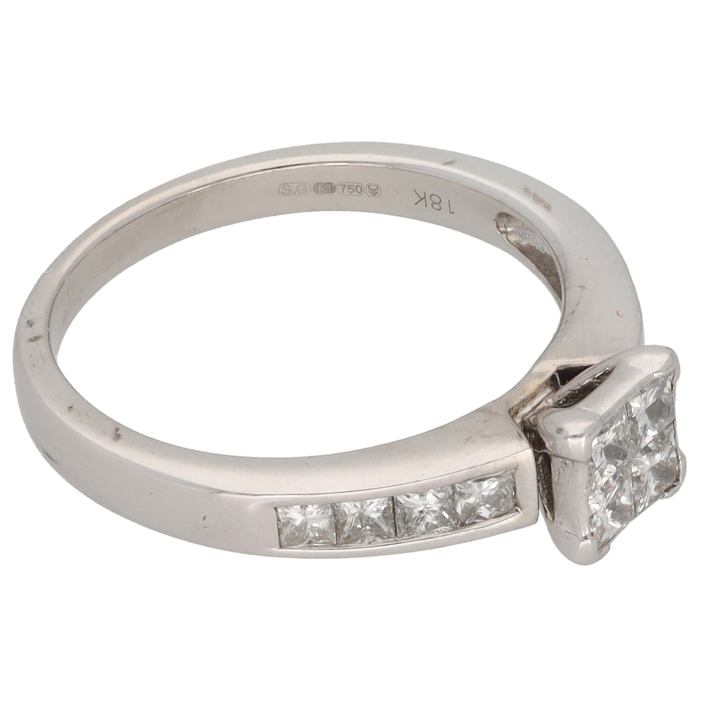 18ct White Gold 0.635ct Diamond Dress/Cocktail Ring Size M