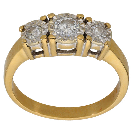 18ct Gold 0.50ct Diamond Trilogy Ring Size P