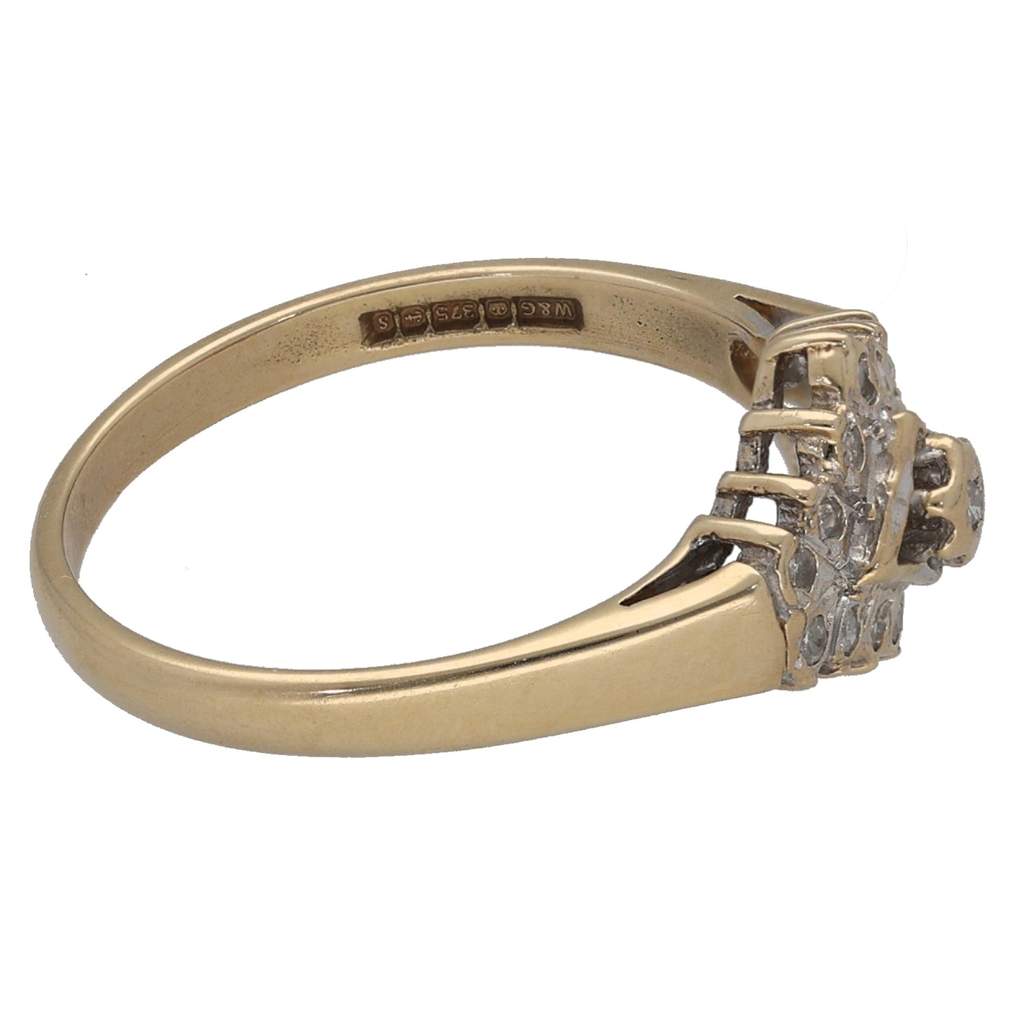 9ct Gold 0.15ct Diamond Cluster Ring Size K