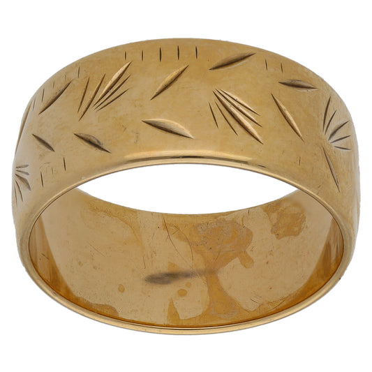 9ct Gold Patterned Wedding Ring Size N