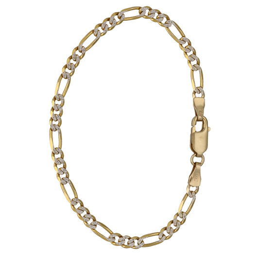 9ct Bi-Colour Gold Figaro Bracelet