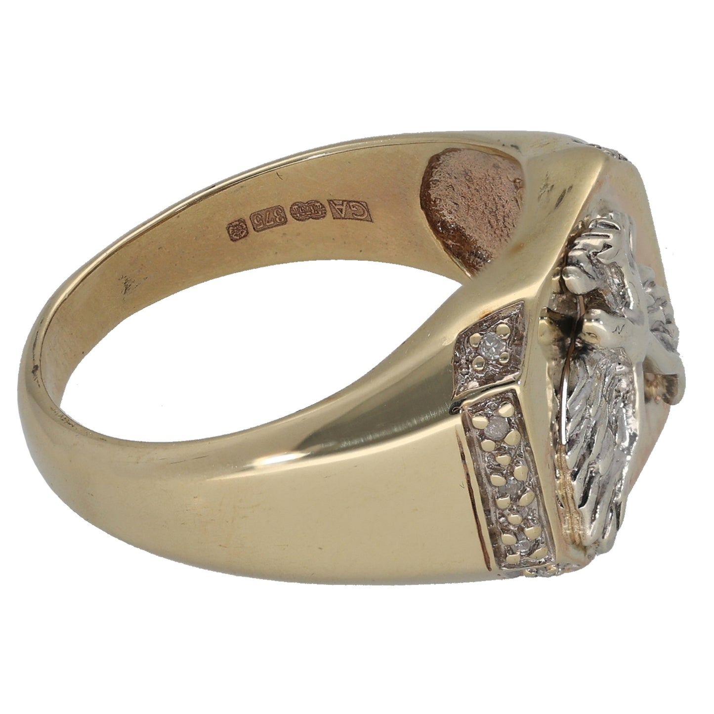 9ct Bi-Colour Gold 0.05ct Diamond Emblem Ring Size T