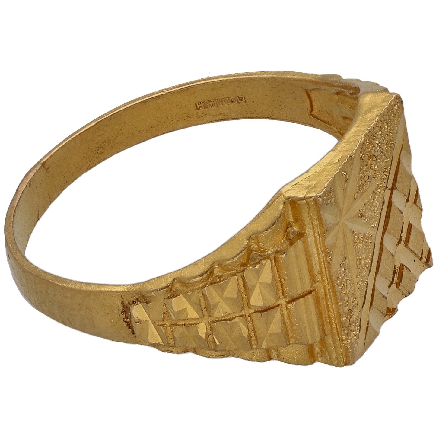 22ct Gold Patterned Signet Ring Size T